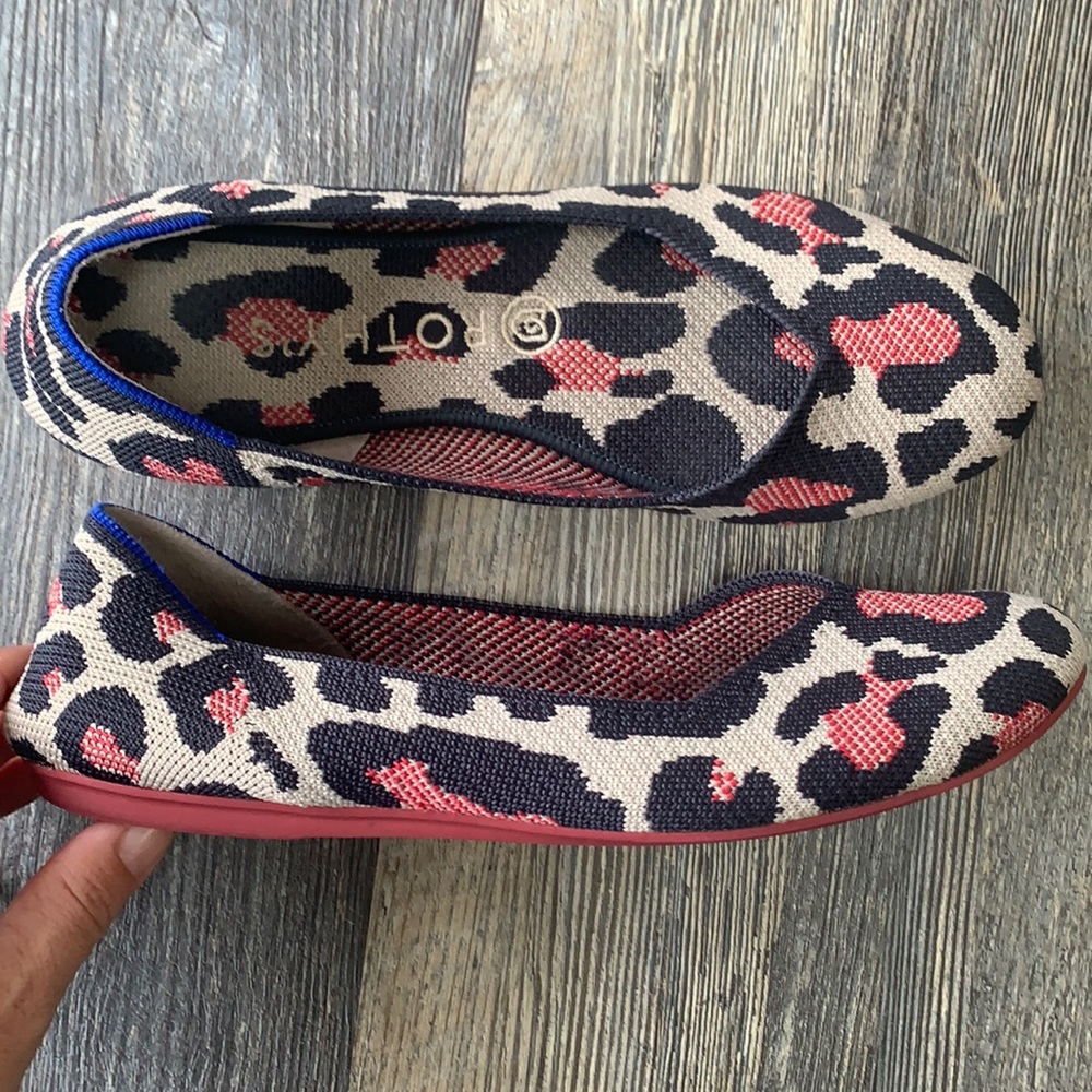 Rothy's Retired Red Cat Leopard Flats Size 8